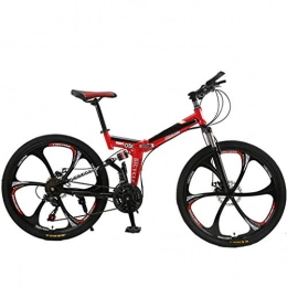 Nfudishpu Fahrräder Nfudishpu Overdrive Hardtail Mountainbike Faltrad 26 'Rad 21 / 24 Geschwindigkeit rotes Fahrrad, 21 Geschwindigkeit