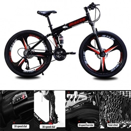 NXX Fahrräder NXX Mountainbikes, Herren Damen Fahrrad aus Kohlenstoffstahl, 30-Gang-Antriebsstrang All-Terrain-Mountainbike mit Doppelscheibenbremse, 3 Speichen, Schwarz, 27 Speed