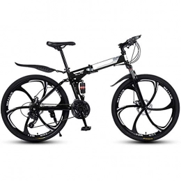 Mnjin Zusammenklappbare Mountainbike Outdoor-Sport Mountain Folding Bike, 26-Zoll-Folding mit sechs Schneidrädern und Doppelscheibenbremse, Premium-Vollfederung und 27-Gang-Getriebe