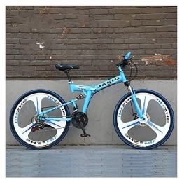  Zusammenklappbare Mountainbike Outdoor-Sportarten Mountainbike Fahrräder Fahrrad Radfahren Fahrrad 24 Geschwindigkeit Dual-Scheibenbremsen Federgabel Fahrrad 26" High Carbon Steel Faltrad (Farbe: Blau)