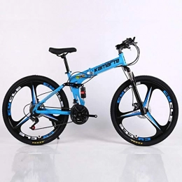 Pakopjxnx Fahrräder Pakopjxnx 27 Speed Mountain Bike Wheel Bike high Carbon Steel Folding Bike disc Brake Bicycle Mountain Bicycle, 3knife Blue, 26inch