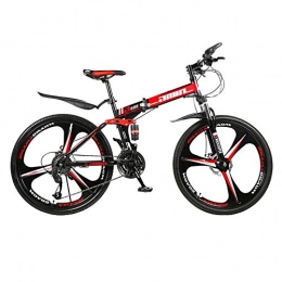 PsWzyze Fahrräder PsWzyze Fahrrad Ebike, Faltbare Citybikes für Erwachsene, 24-Zoll-Mountainbike-Mountainbikes mit 21 Gängen und Faltbare Cross-Country-Bikes aus Kohlenstoffstahl-rot