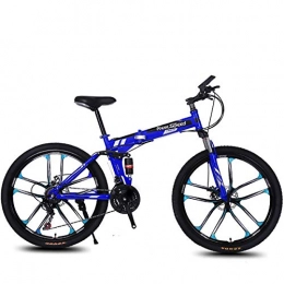 PXQ Zusammenklappbare Mountainbike PXQ Erwachsene, die Mountainbike Falten 21 / 24 / 27 Geschwindigkeiten Off-Road Bike 26-Zoll-Magnesium-Leichtmetallrad-Fahrräder mit Stoßdämpfer Vorderradgabel und Scheibenbremse, Blue1, 24S