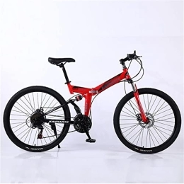 QCLU Fahrräder QCLU 24-Zoll- faltbares Mountainbike, Scheibenbremse Hardtail MTB, Trekking Bike Männer Fahrrad Mädchen Fahrrad, volles Suspension Mountainbike, 21 Geschwindigkeit (Color : Red)