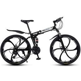 QCLU Fahrräder QCLU 26-Zoll- faltendes Mountainbike, Scheibenbremsen Hardtail MTB, Trekking-Bike- Männer Fahrrad Mädchen Fahrrad, Rot, Weiß / Gelb / Schwarz, 21 Geschwindigkeit (Color : Black)
