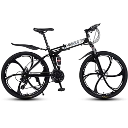 QCLU Fahrräder QCLU 26-Zoll-Mountainbike, Unisex-Klappfahrrad, Freilauf-Umwerfer-Gänge, Faltbare Mountainbike-Männer, volle Federung, Damen-Bike, 24Speed (Color : Black, Größe : 21-Speed)