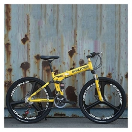 QEEN Mountainbike 26-Zoll-Rad doppelte Scheibenbremse-Stoßdämpfung faltendes Fahrrad Erwachsener Student Off Road (Color : Yellow, Size : 27speed)