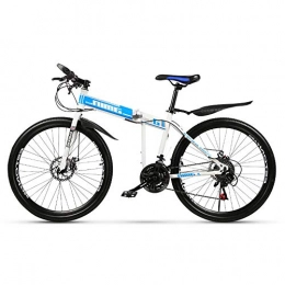 QIANG Fahrräder QIANG 21-Gang-Mountainbike 24 / 26-Zoll Für Männer Und Frauen Rahmen Aus Kohlenstoffhaltigem Stahl Doppelfederung Doppelscheibenbremsrad MTB-Reifen, Blue-26inch-Spokewheels