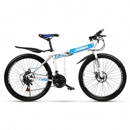 QIANG Fahrräder QIANG Mountainbike Faltbar MTB-Fahrrad 21-Fach Schnell Zusammenklappbares 24 / 26-Zoll-Mountainbike Mit Doppelscheibenbremsen, Blue-26inch-Spokeswheel