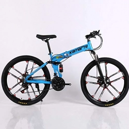 Qinmo Zusammenklappbare Mountainbike Qinmo 24 und 26-Zoll Falt VTT 10 Messerrad Folding Mountain Fahrrads 21 Geschwindigkeit Zwei-Scheibenbremse Fahrrads (Color : 21 Speed Blue, Size : 24inch)