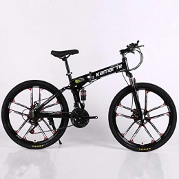 Qinmo Zusammenklappbare Mountainbike Qinmo 24 und 26-Zoll Falt VTT 10 Messerrad Folding Mountain Fahrrads 21 Geschwindigkeit Zwei-Scheibenbremse Fahrrads (Color : 24 Speed Black, Size : 24inch)