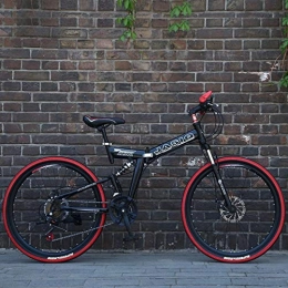 Qinmo Fahrräder Qinmo 26 Zoll Mountainbike 21-Gang-Folding Gebirgsfahrraddoppelscheibenbremse Fahrrad Neue Klapp Mountainbike Geeignet for Erwachsene (Color : F Black and red, Size : 26inch)
