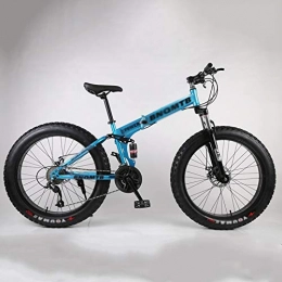 Qinmo Zusammenklappbare Mountainbike Qinmo Erwachsene Mountain Bikes, Faltbarer Rahmen Fat Tire Doppel-Suspension-Gebirgsfahrrad, High-Carbon Stahlrahmen, All Terrain Mountain Bike, 24" (Color : C, Size : 27 Speed)
