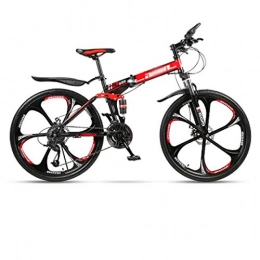 Qinmo Zusammenklappbare Mountainbike Qinmo Folding Mountainbike, mit hohem Kohlenstoffstahlrahmen 26 Zoll / 24-Gang-Schalt, Doppelstodmpfung Erwachsene Renn Offroad-Unisex (Color : C-6 Cutter Wheels, Size : 21 Speed)