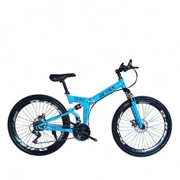 Qinmo Fahrräder Qinmo Mountainbike Folding Fahrrad 26 Zoll 21 / 24 / 27 / 30 Geschwindigkeit weiche Dmpfungsscheibenbremse Erwachsene Variable Speed Bike mit 3 Rdern, 6 Rder (Color : Blue, Size : 27 Speed)