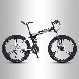 QMMD Zusammenklappbare Mountainbike QMMD 24 Zoll Faltbare MTB, Erwachsenen Mountainbike, Rahmen aus Kohlenstoffstahl Vollfederung Mountain Bike, 21-24-27-Gang Kettenschaltung Fahrräder, B 3 Spoke, 21 Speed