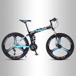 QMMD Fahrräder QMMD 24 Zoll Faltbare MTB, Erwachsenen Mountainbike, Rahmen aus Kohlenstoffstahl Vollfederung Mountain Bike, 21-24-27-Gang Kettenschaltung Fahrräder, C 3 Spoke, 27 Speed