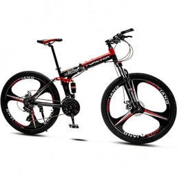 QMMD Fahrräder QMMD 26 Zoll MTB, Erwachsenen Vollfederung Mountain Bike, Faltbare MTB Fahrrad für Herren und Damen, 21-24-27-30-Gang Mountainbike, Trekkingrad, Red 3 Spoke, 21 Speed