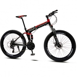 QMMD Fahrräder QMMD 26 Zoll MTB, Erwachsenen Vollfederung Mountain Bike, Faltbare MTB Fahrrad für Herren und Damen, 21-24-27-30-Gang Mountainbike, Trekkingrad, Red Spokes, 30 Speed
