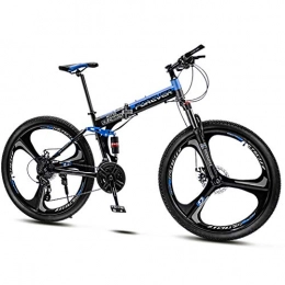 QMMD Zusammenklappbare Mountainbike QMMD Erwachsenen MTB, 26 Zoll Faltbare Mountainbike, MTB Fahrrad für Herren und Damen, 2-24-27-30-Gang-Schaltung Fahrräder, Rahmen aus Kohlenstoffstahl Trekkingrad, Blue 3 Spoke, 30 Speed