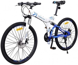QUETAZHI Folding Mountain Bike 24 Geschwindigkeit, 26 Zoll High Carbon Stahlrahmen, The Double Slung Double Disc Fahrrad, das MTB Reifen, Dunkelrot, Schwarz und Grün, Weiß Blau QU604
