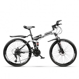 QXue 26 Zoll Mountainbike Faltbares Rennräder Variable Geschwindigkeit Doppelt Scheibenbremse Herren-Damen-Fahrrad,Weiß,21 Speed