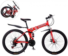 QZ Zusammenklappbare Mountainbike QZ 26 Zoll Doppelstodmpfung Faltbare Fahrrad, Unisex High-Carbon Stahl mit Variabler Geschwindigkeit Mountainbike 6-11 (Color : Red, Size : 26in (27 Speed))