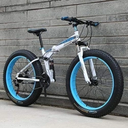 QZ Fahrräder QZ Fat Tire Bike for fr Mnner Frauen, Falten Fahrrad Mountainbike, High Carbon Stahlrahmen, Hardtail Doppelaufhebung Rahmen, Doppelscheibenbremse (Color : C, Size : 24 inch 21 Speed)