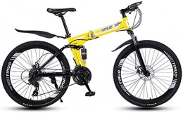 QZ Zusammenklappbare Mountainbike QZ Folding Variable Speed 26 Zoll Mountainbike Beschleunigt Leichte High-Carbon Stahlrahmen-Bikes, Doppelscheibenbremse Fahrrad (Color : Yellow, Size : 27speed)