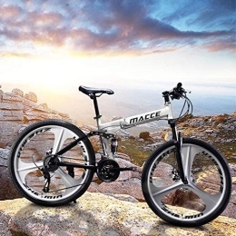 Generic Fahrräder Rennrad für Erwachsene, 26-Zoll-Klapp-Mountainbike, 21-Gang-Mountainbike aus Kohlenstoffstahl für Erwachsene, rutschfestes Fahrrad, mit doppelt gefedertem Rahmen und Scheibenbremse für MTB im Freie