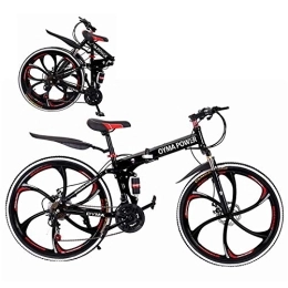 Generic Zusammenklappbare Mountainbike Rennrad für Erwachsene, Outdoor-Mountainbike, 21-Gang-26-Zoll-Faltrad, Doppelscheibenbremse, Fahrräder, Fahrradräder, Doppelfederung, MTB-Fahrräder, Doppelscheibenbremse, Fahrräder für Erwachsene