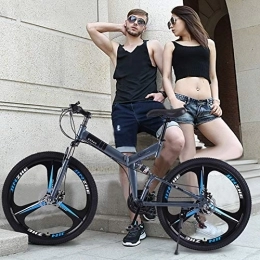 AGrAdi Fahrräder Rennräder für Erwachsene, 26-Zoll-Klapp-Mountainbike mit 21-Gang-3-Speichen-Rädern und 21-Gang-Schalthebel, Rahmen aus Kohlenstoffstahl, Doppelscheibenbremse und doppelter Vollfederung, Anti-Rut