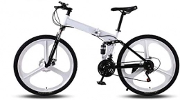 RENXR Fahrräder RENXR 26 Zoll Mountainbikes, Folding High Carbon Stahlrahmen Unterschiedliche Geschwindigkeit Doppelstoßdämpfung Klapprad Für Menschen Mit Einer Höhe Von 160-185Cm, Weiß
