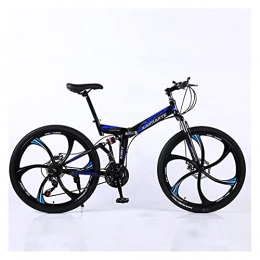 GUHUIHE Zusammenklappbare Mountainbike Road Bikes Racing Fahrrad Faltbares Fahrrad Mountainbike 26 / 24 Zoll Stahl 21 / 24 / 27 Geschwindigkeit Fahrräder Dual Scheibenbremsen ( Color : Blue 6 wheelspoke , Number of speeds : 24 Inches 21Speed )