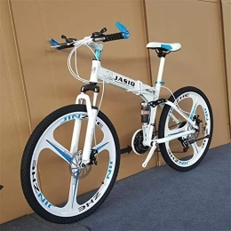RR-YRL Fahrräder RR-YRL 24 Zoll Carbon Steel Faltrad, 21 Arten von Variabler Geschwindigkeit Mountainbike, Unisex Erwachsener, leicht zu tragen, Weiß