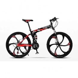 S-1 Unisex 27 Fahrrad Mit Variabler Geschwindigkeit Tragbares, Leichtes Faltbares Mountainbike Stoßdämpfer Kohlenstoffstahlrahmen 24-Zoll-Rad Erwachsene Kinder,Rot