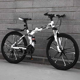 SCF Zusammenklappbare Mountainbike SCF Mountainbike Fahrräder Fahrrad MTB 26 Zoll vollgefedertes mit Scheibenbremse Fitness im Freien, Freizeitradfahren 21 Geschwindigkeiten-Antrieb, vollfederung schwarz weiß