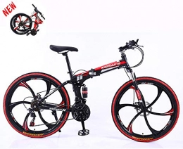 SLSMD 26 Zoll Mountainbike Fahrrad Erwachsene Falten, Variable Geschwindigkeit Doppelt Scheibenbremse, Vollgefedertes aus Kohlenstoffstahl, 6 Schneidrad/Unisex,D,24 Speed