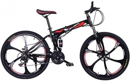 Suge Folding Mountain Bike for Erwachsene Soft-Schwanz-Gebirgsfahrrad, Doppelscheibenbremse und Federgabel, mnnliche und weibliche Studenten Fahrrad, for Outdoor-Sport, Bewegung (Color : Red)