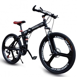 SYCHONG Fahrräder SYCHONG Mountainbike-Dreimesser Rad Doppelaufhebung Faltrad 27Speed ​​MTB Fahrrad, Schwarz, 26inches