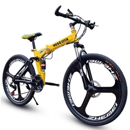 SYCHONG Fahrräder SYCHONG Mountainbike-Dreimesser Rad Doppelaufhebung Faltrad 30Speed ​​MTB Fahrrad, Gelb, 24inches