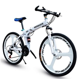 SYCHONG Zusammenklappbare Mountainbike SYCHONG Mountainbike-Dreimesser Rad Doppelaufhebung Faltrad 30Speed ​​MTB Fahrrad, Weiß, 26inches