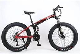 TAURU Fahrräder TAURU Klappbares Mountainbike für Erwachsene, Scheibenbremse, Mountainbike für Damen, Sandstrand-Fahrrad, weicher Rahmen aus Karbonstahl (24, schwarz-rot)