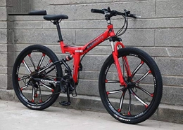 Tbagem-Yjr Zusammenklappbare Mountainbike Tbagem-Yjr 24-Gang Sport Und Freizeit Mountainbike for Erwachsene - Dämpfung Weich Schwanz Verschiebung Fahrrad Folding (Color : Red)