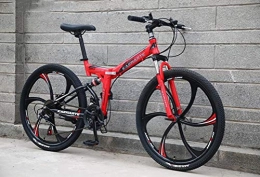 Tbagem-Yjr Zusammenklappbare Mountainbike Tbagem-Yjr 24-Zoll-C-Stahl Mountain Bike, Stoßdämpfung Verschiebung Weichen Schwanz 21-Gang-Fahrrad Folding (Color : Red)
