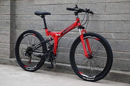 Tbagem-Yjr Zusammenklappbare Mountainbike Tbagem-Yjr 26-Zoll-Rad-Folding Mountain Bike for Erwachsene, 21 Gang-Doppelscheibenbremse City Road-Fahrrad (Color : Red)