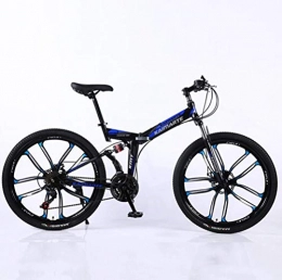 Tbagem-Yjr Fahrräder Tbagem-Yjr Folding Mountainbike 26-Zoll-Rad, Kohlenstoffstahl Stadt Straßenfahrrad 21 Geschwindigkeit for Erwachsene (Color : Black Blue)