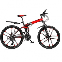 Thumby Fahrräder Thumby In Bikes, Folding High Carbon Stahlrahmen 24 Zoll mit Variabler Geschwindigkeit Doppelstodmpfung Ten Frsrder Faltbare Fahrrad, for Hhe 145-185Cm (Farbe: rot) jianyu
