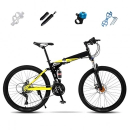 TONG Fahrräder TONG Folding Mountain Bike, 27-Gang-Fully Fahrrad, 24 Zoll, 26 Zoll, Off-Road-Fahrrad, Unisex Faltbare Commuter Bike, Doppelscheibenbremse / Gelb / 24 '' ZHANGKANG (Color : Yellow, Size : 26'')