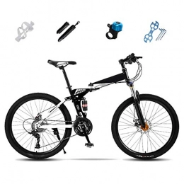 TONG Fahrräder TONG Folding Mountain Bike, 27-Gang-Fully Fahrrad, 24 Zoll, 26 Zoll, Off-Road-Fahrrad, Unisex Faltbare Commuter Bike, Doppelscheibenbremse / weiß / 24 '' ZHANGKANG (Color : White, Size : 24'')